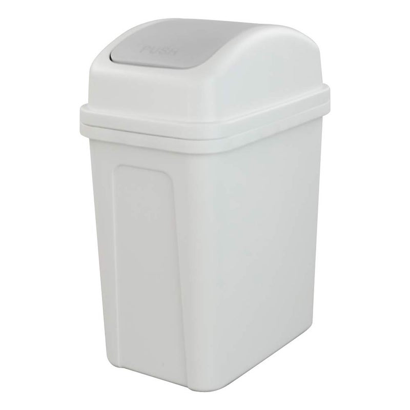 Asking 1.8 Gallon Small Trash Can with Swing-top Lid, Plastic Garbage Bin, Grey - Image 1